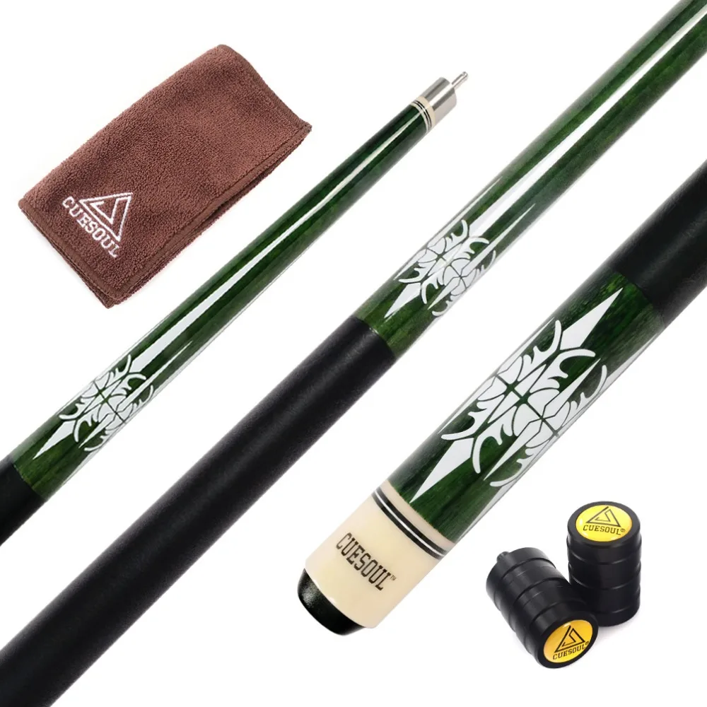 

CUESOUL Maple Billiard Pool Cue Stick - Green White Butt Sleeve With Joint Protector