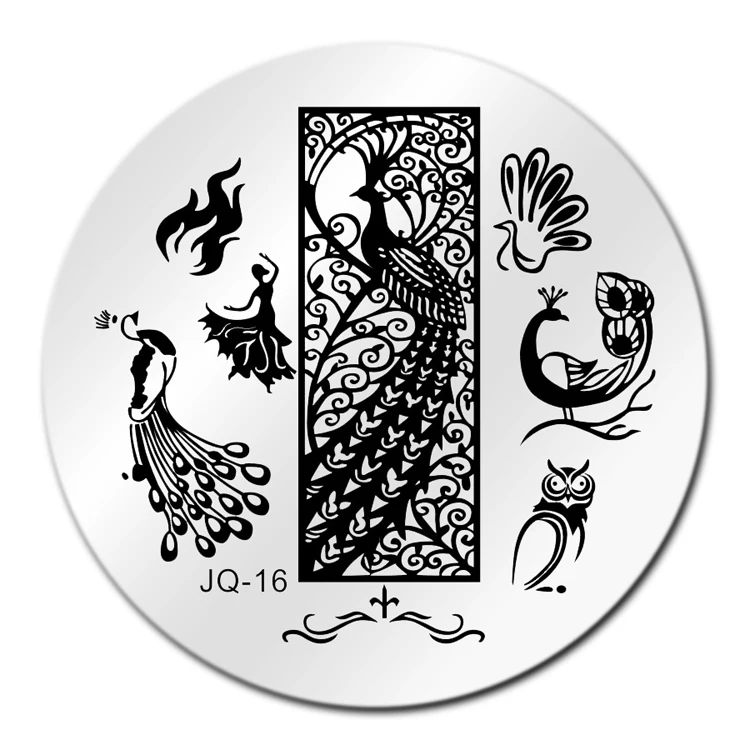 Peacock OWL Nail Art Stamping Template Image Plate JQ16 Nail Stamping Plates Manicure Stencil Set For Nail 3D Steel Stamping