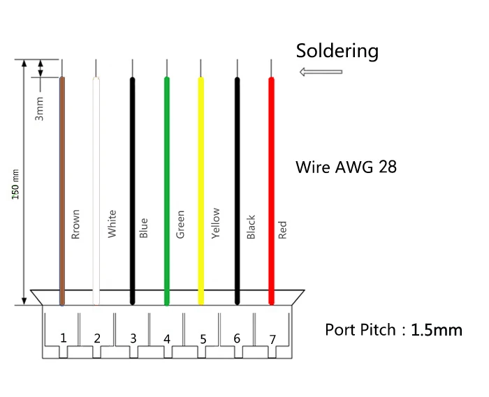 Mini. Micro 1.5 T-1 7-Pin Connector w/. Draad x 10 sets.7pin 1.5mm