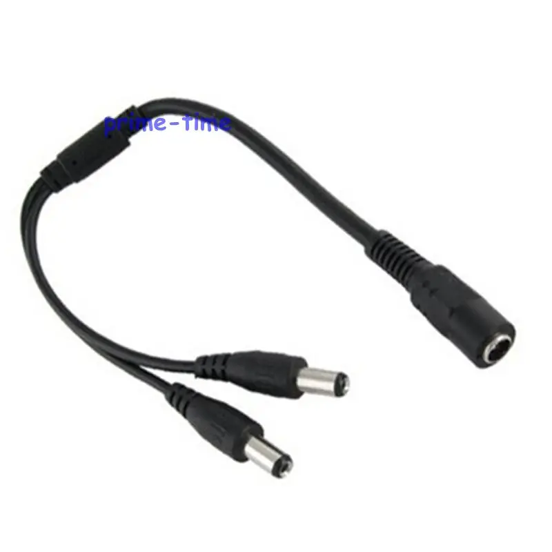 20pcs 1 to 2 Port DC Power Splitter power Adapter Cable Male to Female 5.5 x 2.1 mm Plug for Led Strip CCTV Camera Wholesale