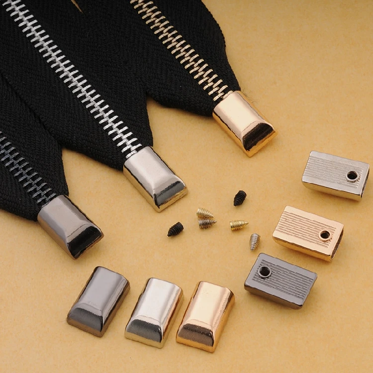 10pcs 17mm Metal Zipper Pull Zipper Tail Clip Buckle Stop Tail Plug Head with Screw DIY bag Leather Hardware Leather Craft Sewin