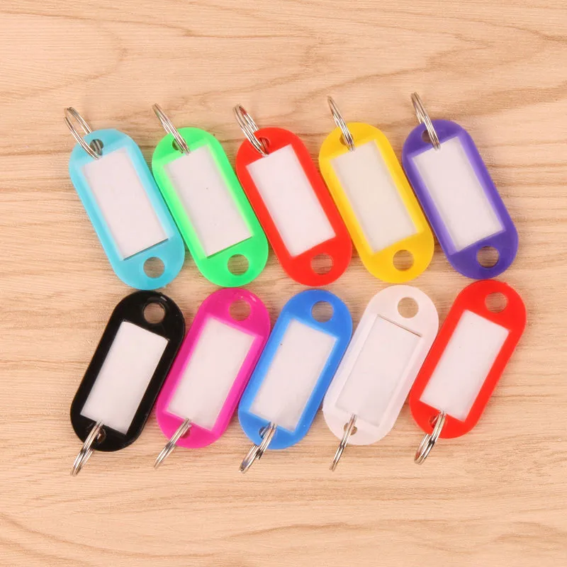 1000pcs/lot Metal Ring Colorful Plastic Key Fobs Luggage ID Card Name Label Tag Keyring Keychain Classification