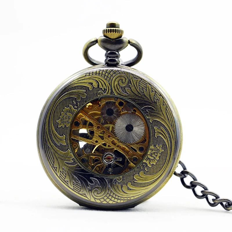 10pcs/lot PJX1106 New Steampunk Retro Bronze Roman Num Pendant Mechanical Pocket Watch Men Women Watch