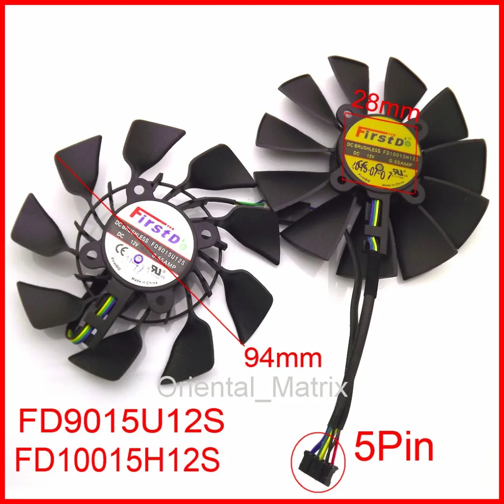 Free Shipping FD9015U12S FD10015H12S 12V 0.55A 95mm For ASUS GTX780 GTX780TI R9 280 290 280X 290X 380 Graphics Card Cooling Fan