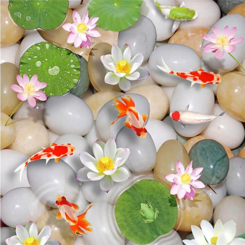 beibehang pebbles 3D floor painting Custom papel de parede mural wallpaper wear non-slip waterproof self-adhesive PVC wall paper