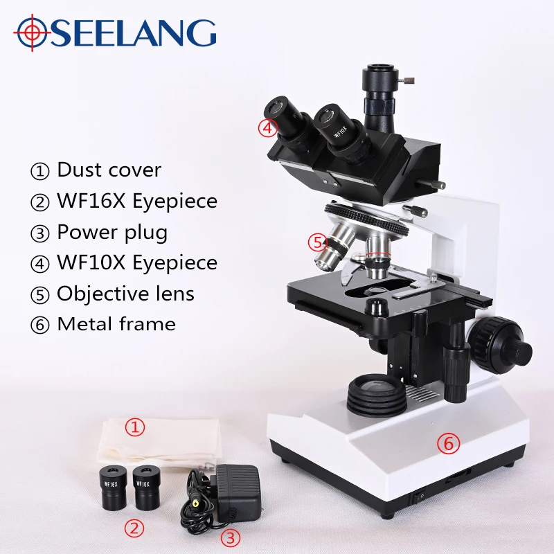 Professional Lab biological HD trinocular microscope zoom 1600X eyepiece electronic digital 7-inch LCD led Light phone stand USB