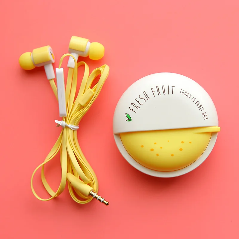 لطيف الفاكهة الحلوى الملونة سماعات 3.5 مللي متر في الأذن مع ميكروفون للفتيات الهاتف الروبوت سماعات كيد الطفل طالب ل MP3 هدية