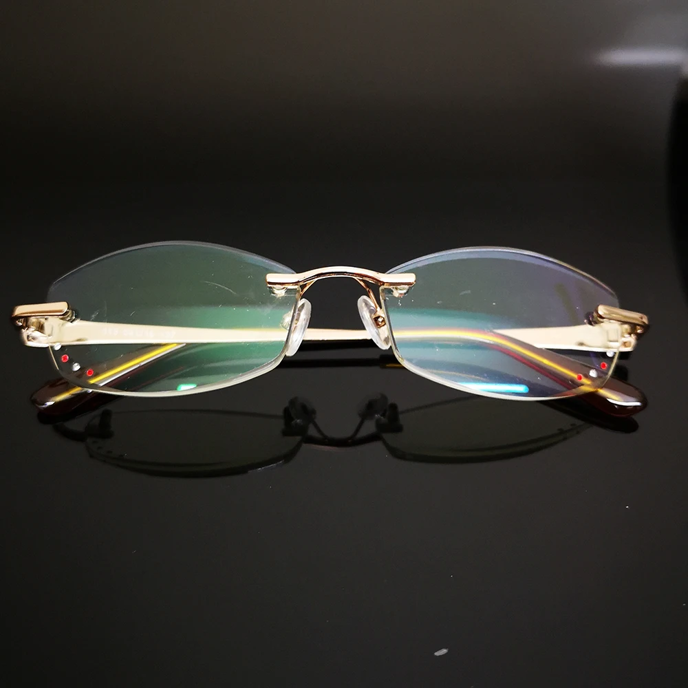 Luxury British Lady Diamond Cutting 100% Titanium Alloy Rimless Frameless Reading Glasses + Box +0.75 +1 +1.75 +1.5 +2 to +4