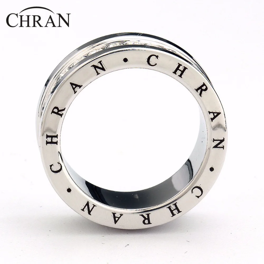 CHRAN Fashion Band Jewelry Crystal Promised Rings for Women Silver Plated CZ Engagement Wedding Band Rings