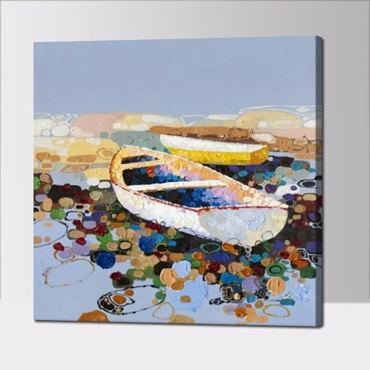 Landscape Painting On Canvas Sea and Boat Still Life Modern Oil Paintings Wall Art Pictures For Home Decor No Frame