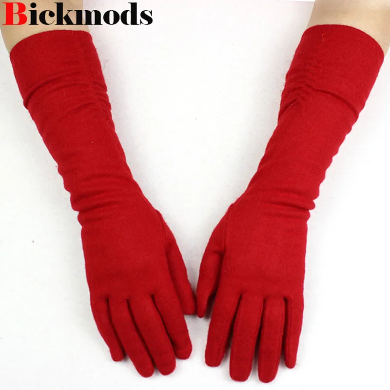 Guantes mujer tempo real-limitado luvas femininas novos modelos femininos alongar elástico luvas de malha moda longo luvas sólido