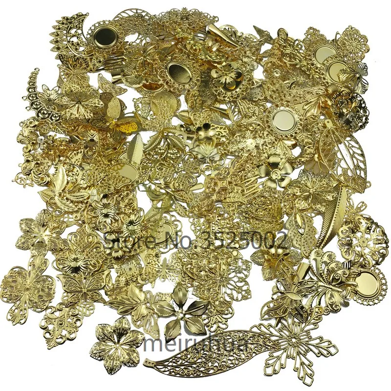 20pcs/lot  Mix  20Pcs Antique Bronze Mixed Metal Filigree Wraps Connectors Metal Crafts Gift Decoration DIY