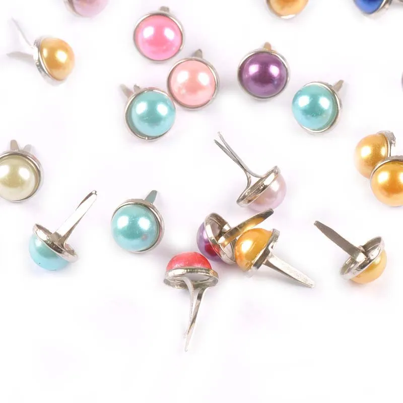 Mix Color Pearl Fastener Brad For Scrapbook Embellishments Metal Craft Brads DIY Shoes Accessories Home Decor 20Pcs 9x15mm c2237