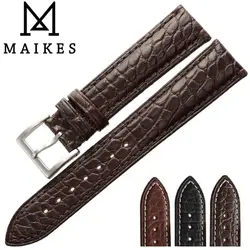 MAIKES-Correa de reloj de cocodrilo Real de lujo, 18mm, 20mm, 22mm, 24mm, funda de correa de reloj de cuero de cocodrilo genuino para IWC OMEGA Longines