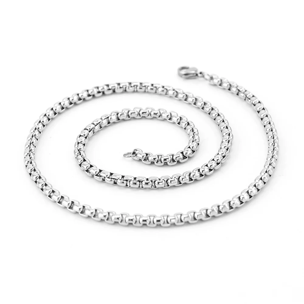 Stainless Steel Halskette Male Collier Box Chain Necklace for Men Women 3/4/5mm Square Rolo Chains Shiny necklaces