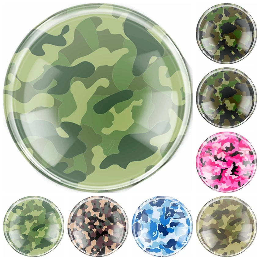 Handmade 6 Size Glass Mixed camouflage   Flatback Camo Cabochon Domed DIY Jewelry Charm Photo Pendant Setting