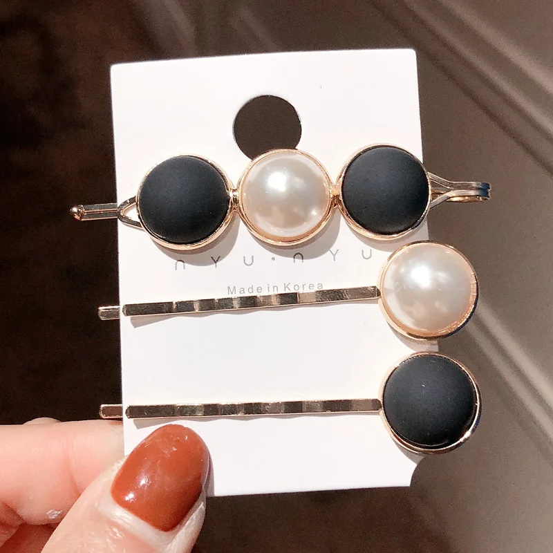 Fashion Pearl 3 piece set Woman Vintage Simple Hairpins Girls Hair Accessories Crystal Barrettes Ladies Hair Clips Femme Clips