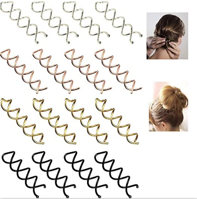 10pcs Metal Spiral Pin Hair Clip Twist Comb Hairpins Brooches Bobby Bun Stick Pick for Women Girl Wedding Accessories Ornaments