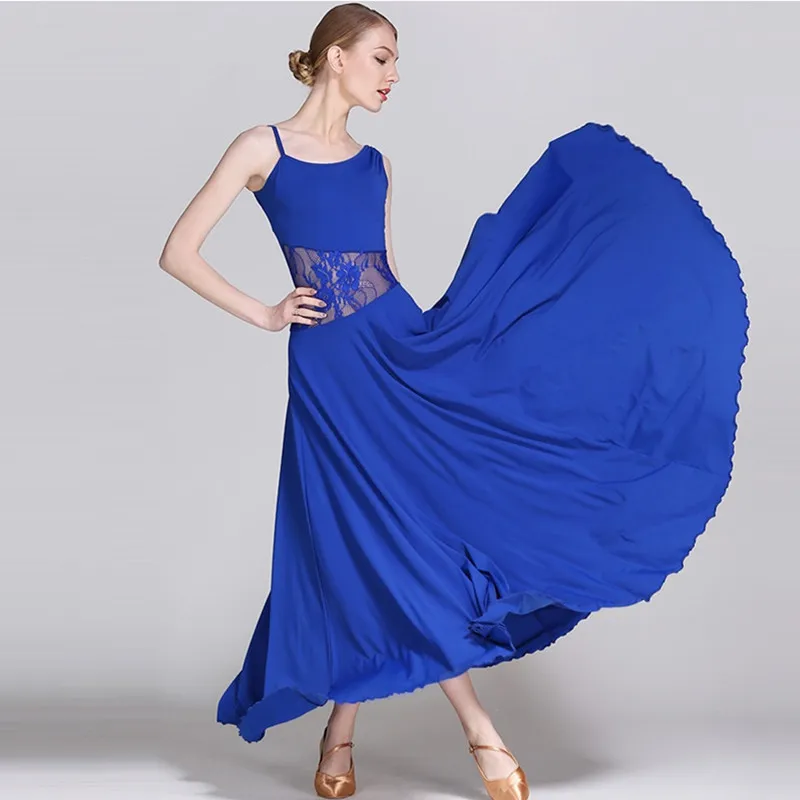 Inclined Shoulder Lace Women Flamenco Dance Costumes Waltz Dresses For Big Dance Standard Ballroom Dress Tango Dance Wear