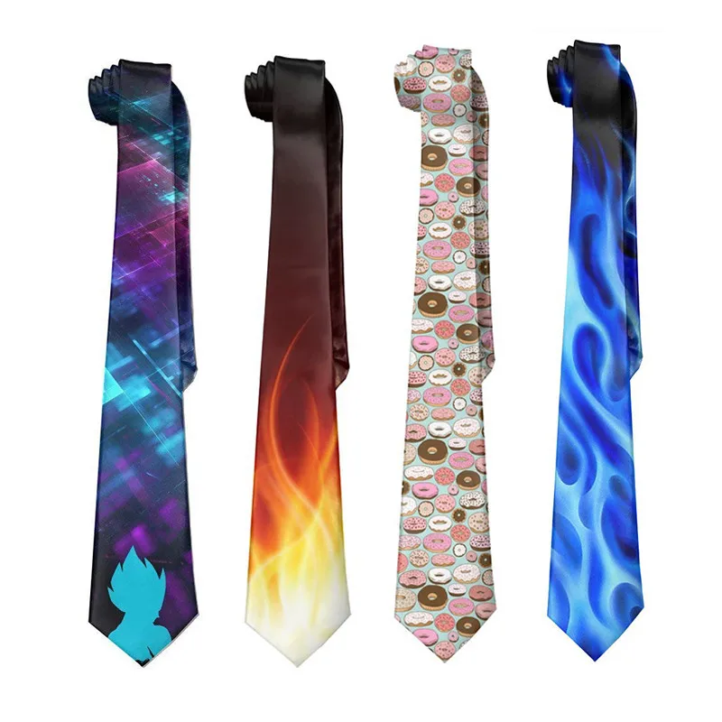 New Design Fashion Men's Tie 8cm Blue Black Flame Necktie 3D Printing Tie For Men Unisex Causal Party Wedding Accessories Ties