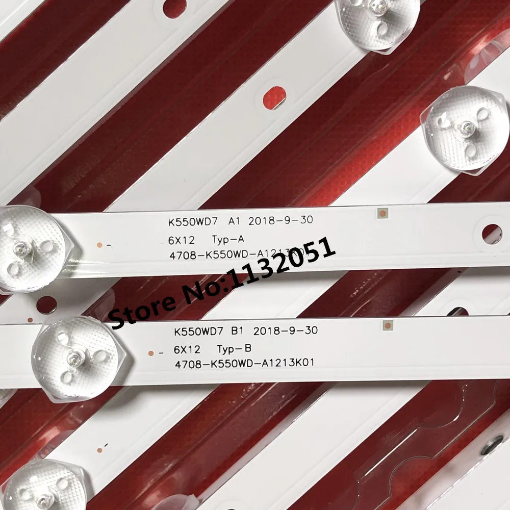 12 Buah Strip Lampu Latar LED untuk 55PUF6051/T3 55PUF6051/T3 55PUF6056/T3 LE55D8800 4708-K550WD-A3213K31 4708-k550wd-a3213k21 K550WD7
