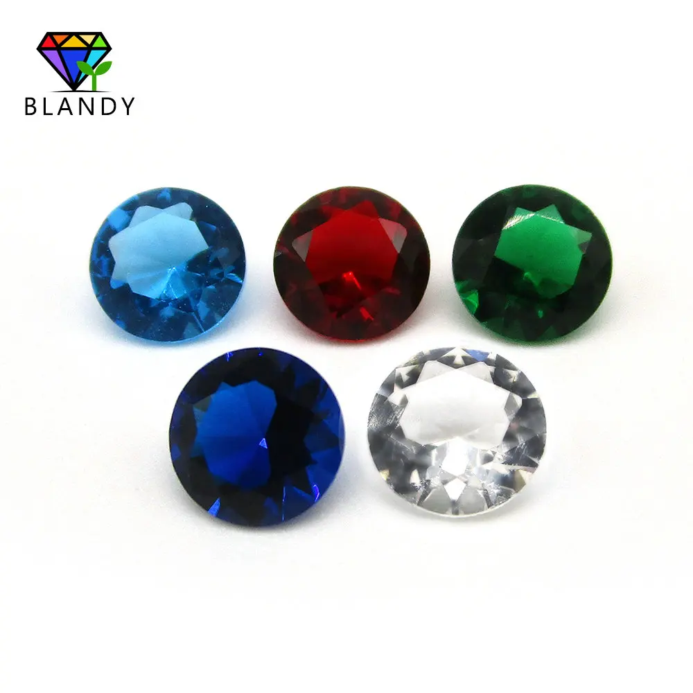 Wholesale Price 1.0~12mm Round Cut Green Glass Beads Loose Red/Seablue/Blue Glass Stone Synthetic Gems For DIY Jewelry