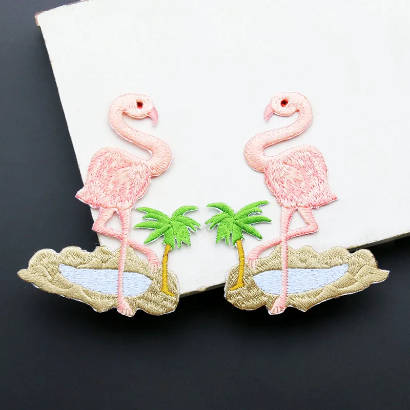 1 Piece Parrot Flamingos Patch Clothes Decorative Patch DIY Accessories Cute Iron On Applique