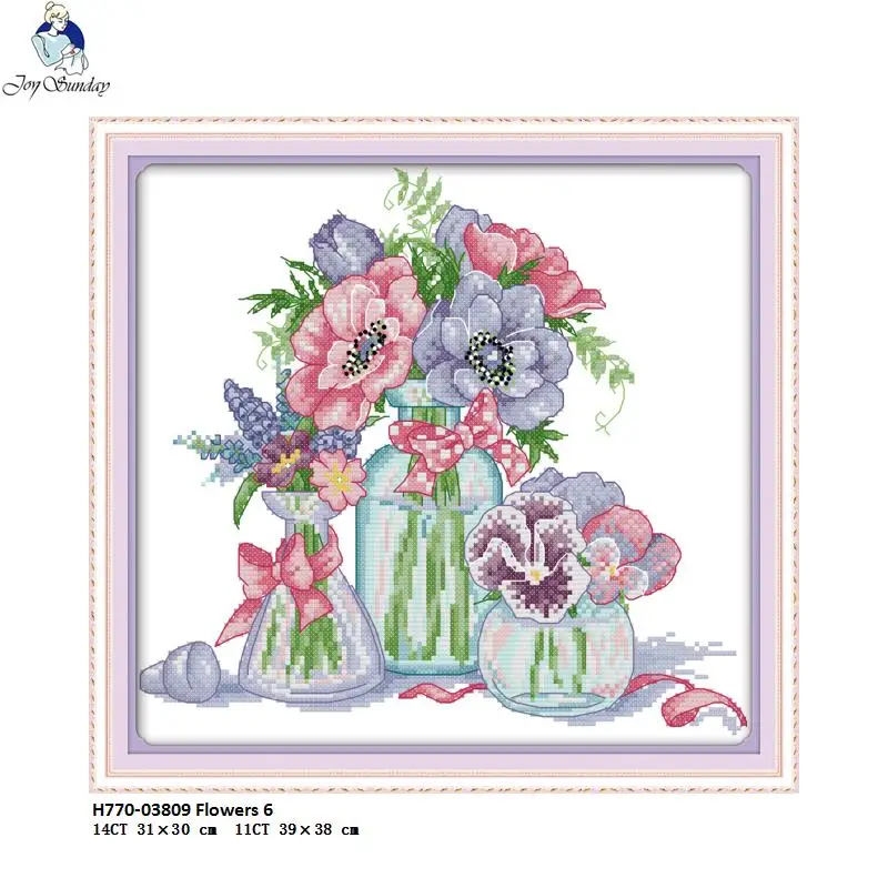 

Joy Sunday Flowers 6 Counted Cross Stitch DIY Handwork DMC14CT and 11CT For Embroidery Home Decor Needlework Cross-stitch kits