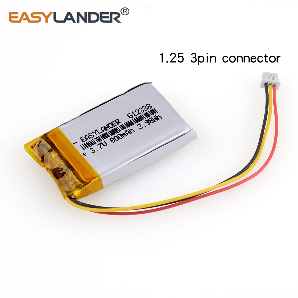 612338 3.7V 800mAh قابلة للشحن ليثيوم بوليمر بطارية للعب الدخن GPS TEXET FHD-570 DVR dvr-3gp Gmini HD50G HD70G iBox برو-800