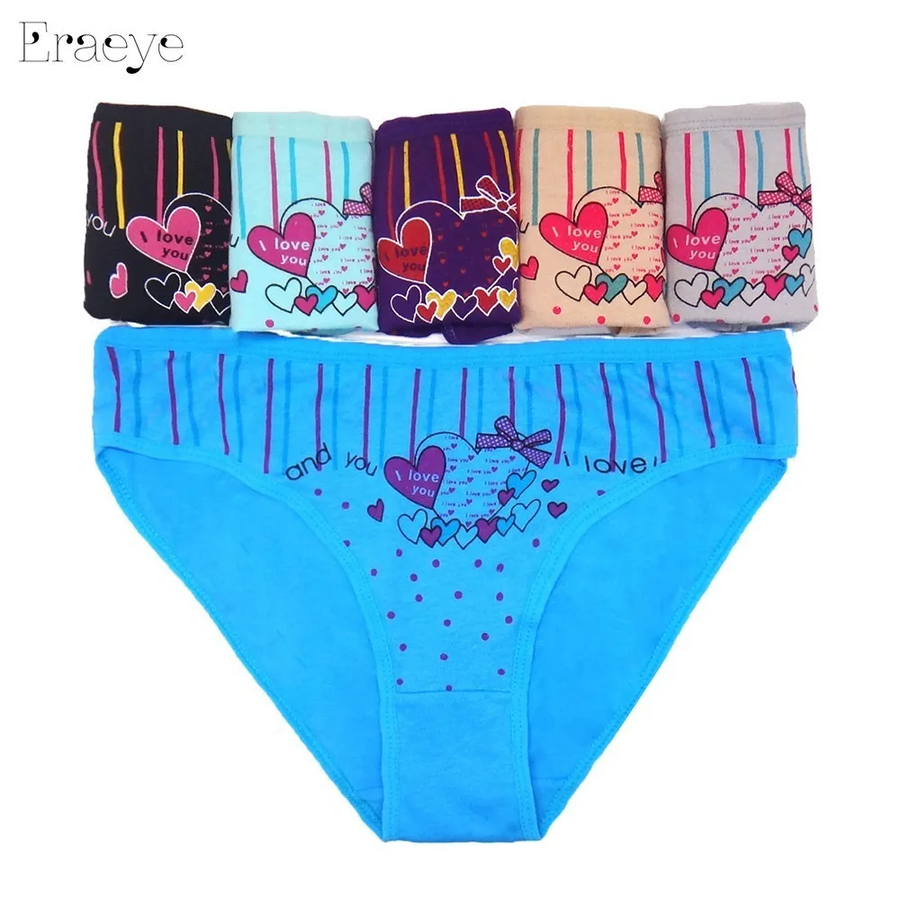 ERAEYE Brand 5 pcs Women Cotton Panties Women's Underwear Briefs Solid Cute Bow Low-Rise Sexy Ladies Girls Factory direct sales