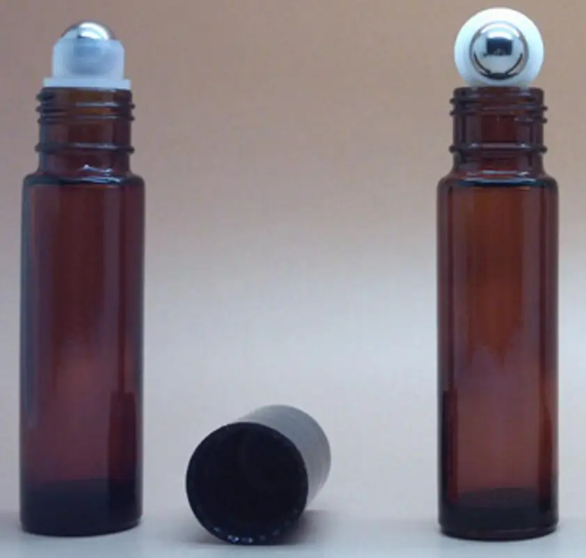 10ml Amber Roll On Roller Bottle Brown Essential Oils Refillable Perfume Bottle Deodorant Containers LX1340