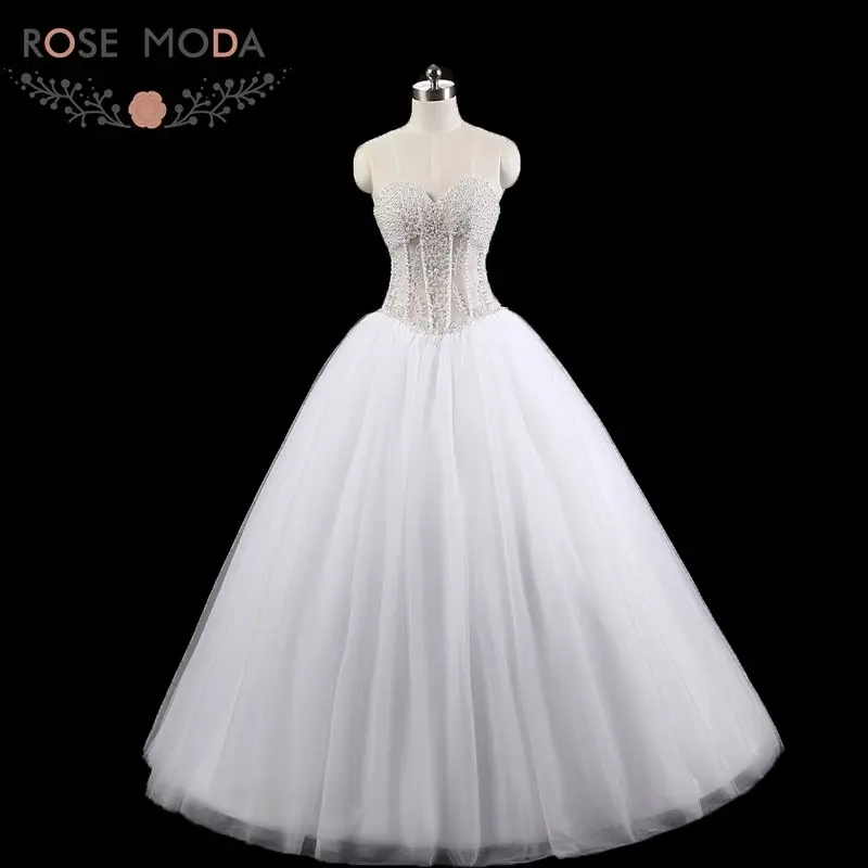 Rose Moda-Robe de Rhperlée de luxe, robe de mariée princesse, photos réelles, sur mesure