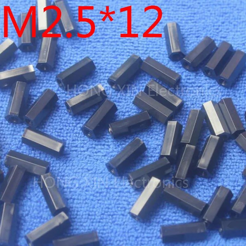 M2.5*12 1pcs Black nylon Standoff Spacer Standard M2.5 Female-Female 12mm Plastic Standoff Kit Repair parts High Quality