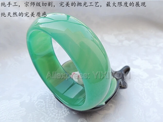 Beautiful 18-22mm Wider AAA Natural Ice Green Agate Jade Lucky Bangle Elegant Charming Girl's Gift Bangles Fine Jewelry 55-62mm