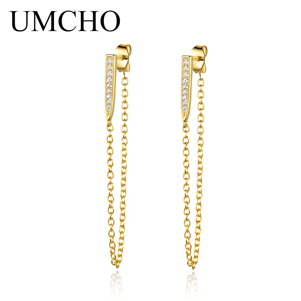 

UMCHO Pure 100% 925 Sterling Silver Long Earrings for Women Dangle Tassel Earrings For Women Romantic Party Gift Fine Jewelry