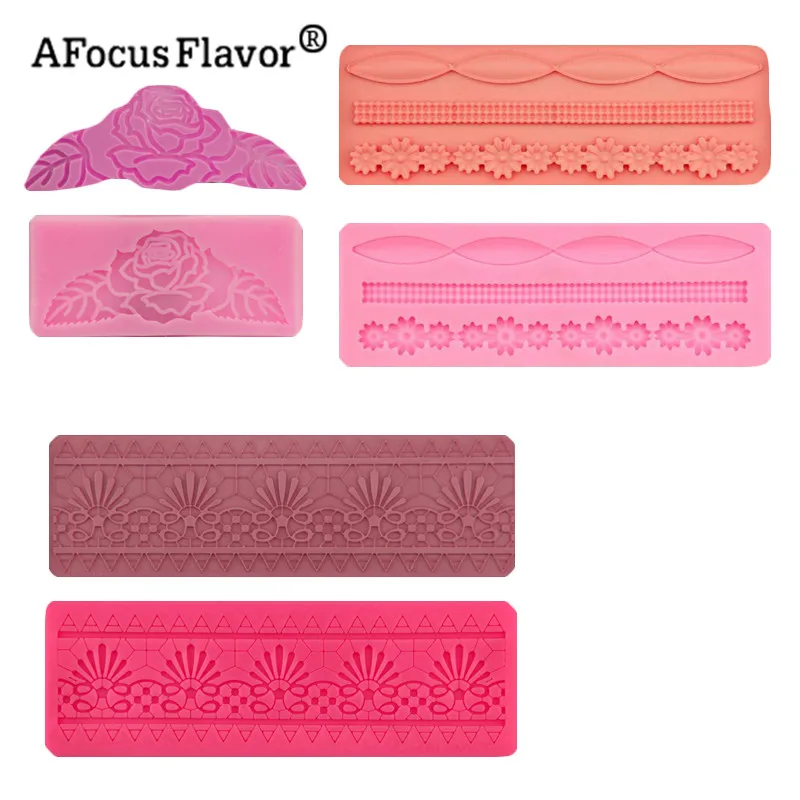 1 Pc DIY Sugarcraft Instant Lace Silicone Mold Wavy 3d Pattern Fudge Cake Decorative Baking Stencil Pattern Shaped Silicone Mold