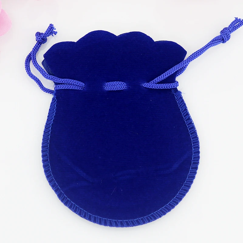 

100Pcs/lot Royal Blue Velvet Bag 7x9cm Small Drawstring Pouch Charms Jewelry Packaging Bags Cute Christmas Wedding Gift Bag