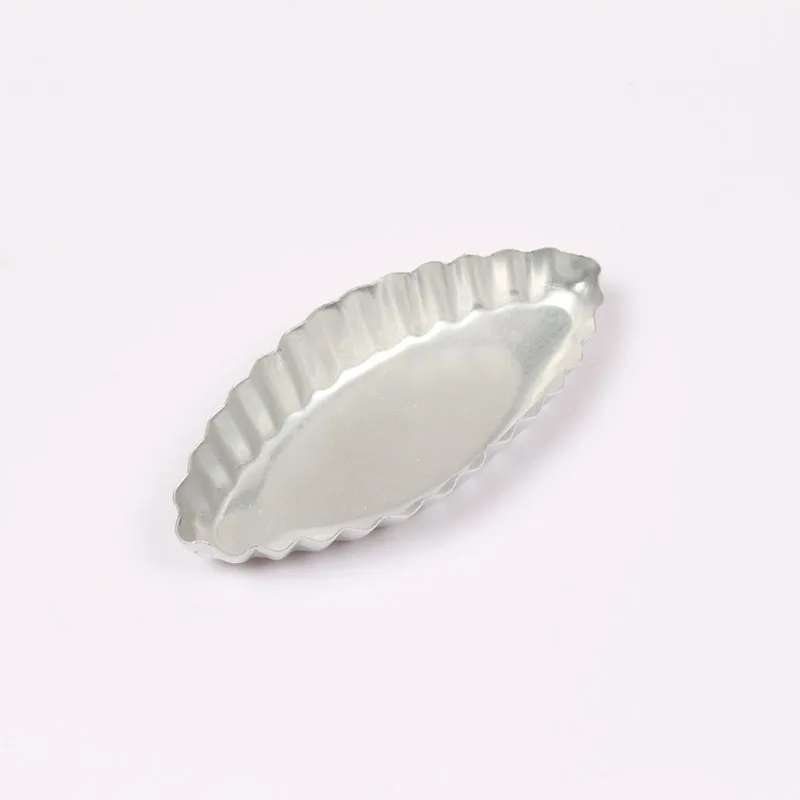 200pcs fluted edge little boat shape anodising aluminium alloy egg tart moulds cupcake liners cake baking pan ZA6875