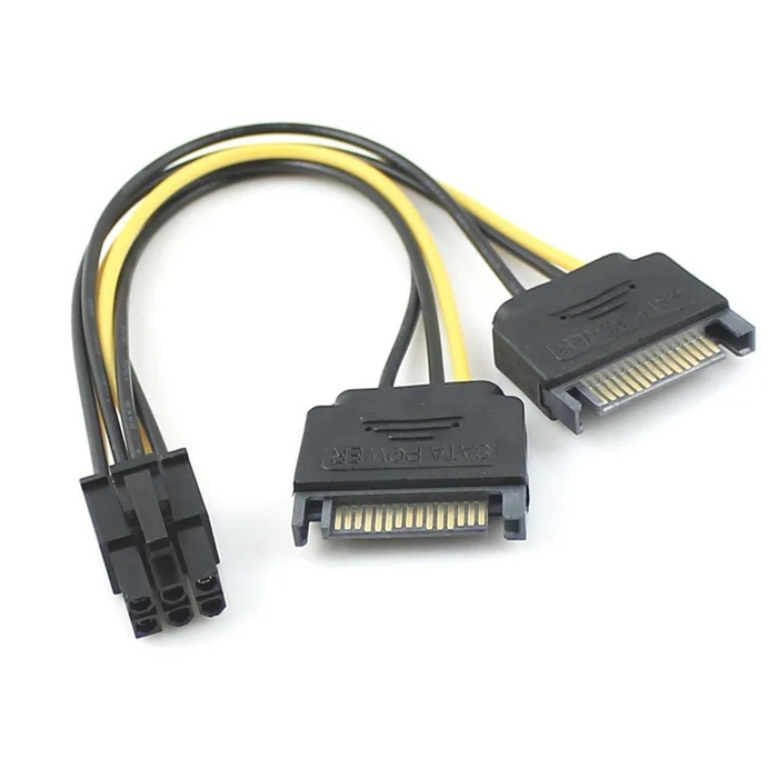 

Chenyang Dual two SATA 15 Pin Male M to PCI-e Express Card 6 Pin Female Graphics Video Card Power Cable 15cm