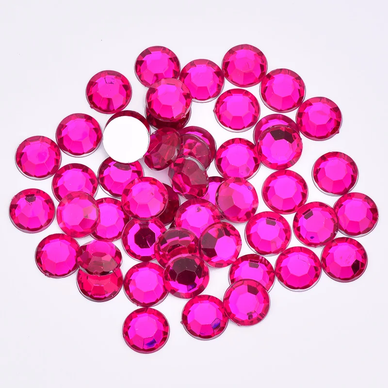 JUNAO 10mm Topaz Round Crystal Rhinestone Flatback Clear AB Strass Beads Glue On Crystals Stones Acrylic Gems for Clothes