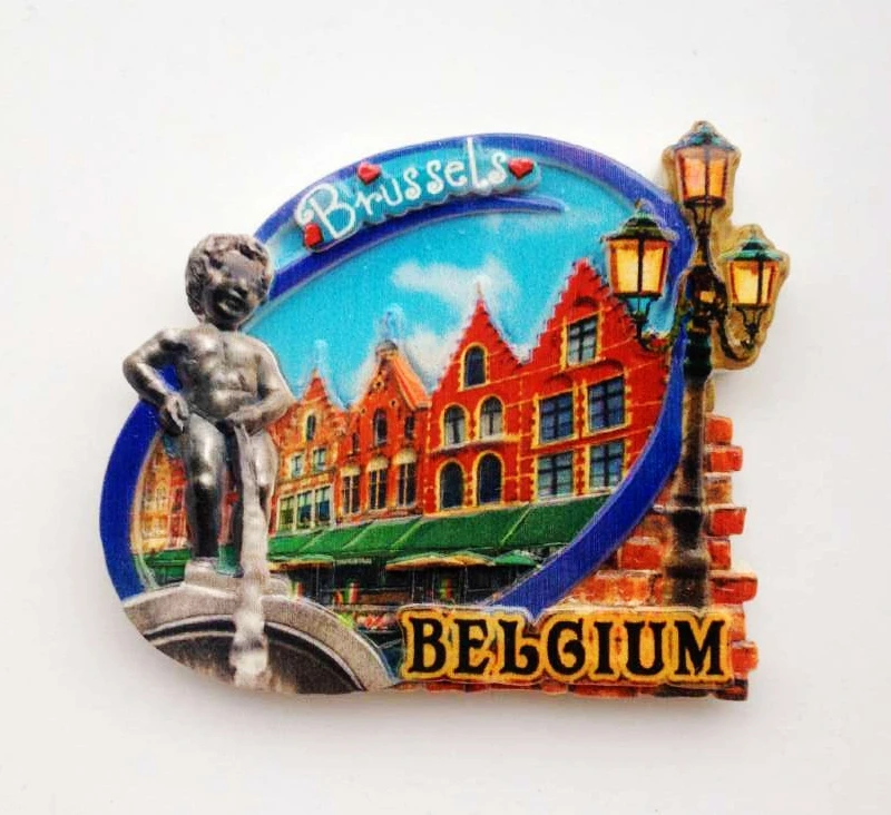 Hot sale Brussels Belgium Grand Place Manneken-Pis Statue 3D Fridge Magnet Travel Souvenir Refrigerator Magnetic Stickers