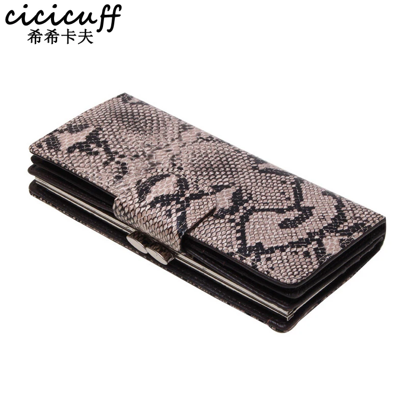 

CICICUFF Women's Wallets Long Snake Split Leather Wallet Female Serpentine Hasp Clutch Coin Purse Card Holder Ladies Purses New