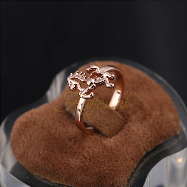 Ajojewel Rose Gold-color Woman Ring Cute Horse Animal Jewelry Unique Gifts