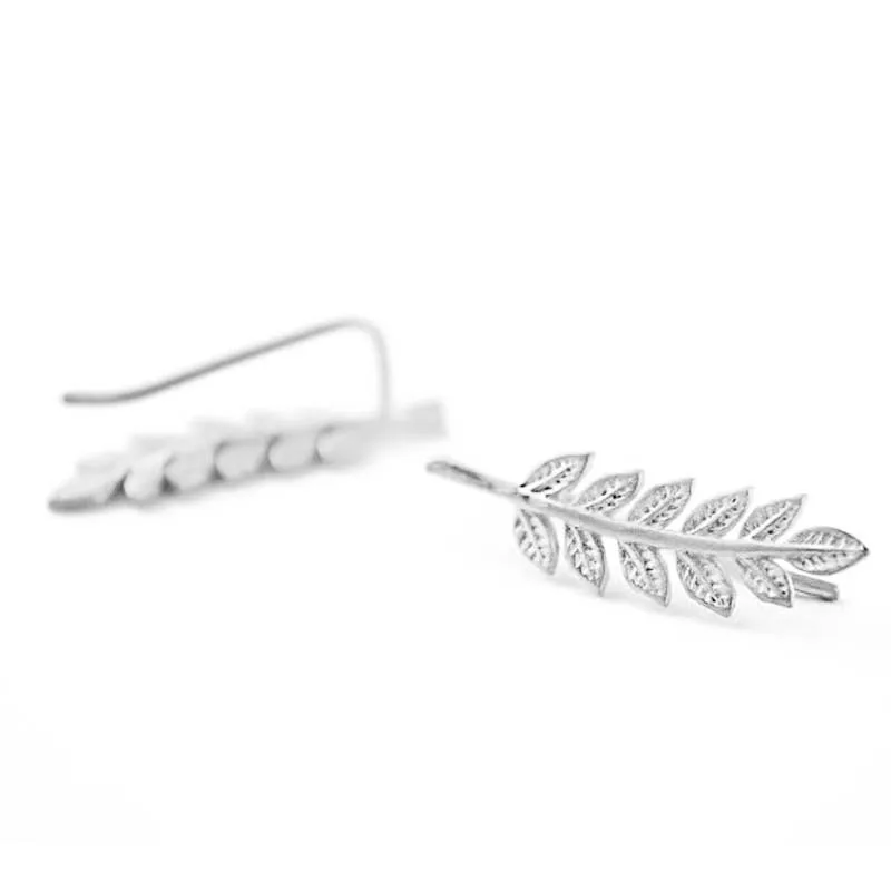 1 Pair Fashion Women\'s Leaves Crawler Ear Studs Leaf Vines Sweep Pin Earrings
