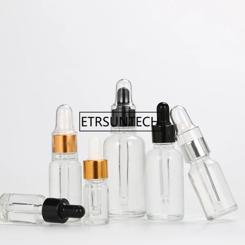 5ml 10ml Clear Glass Dropper Bottle Transparent Small Vials With Pipette For Cosmetic Perfume Essential Oil Bottles F1474