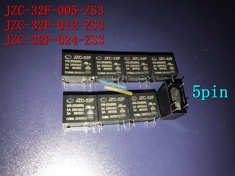 

10pcs/Lot HF power relay JZC-32F-005-ZS3 JZC-32F-009-ZS3 JZC-32F-012-ZS3 JZC-32F-024-ZS3 05V/09V/12V/24V 5pin /5A/ green spot