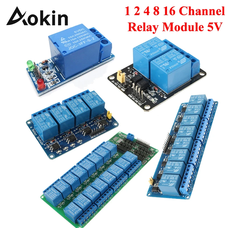 Aokin 1 2 4 8 16 Channel Relay Module 5V with Optocoupler Low Level Trigger Expansion Board for Arduino