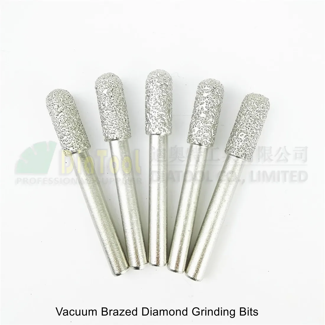 

DIATOOL 5pk Diameter 8mm Cylinder With Ball End Diamond Burrs Shank 6mm Vacuum Brazed Grinding Bits