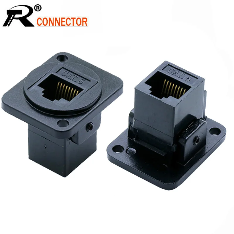 10pcs/lot 8P8C RJ45 CAT6 Socket Panel Mount Female Jack Adapter Network Ethernet Modular Plug Extension Interface Connector