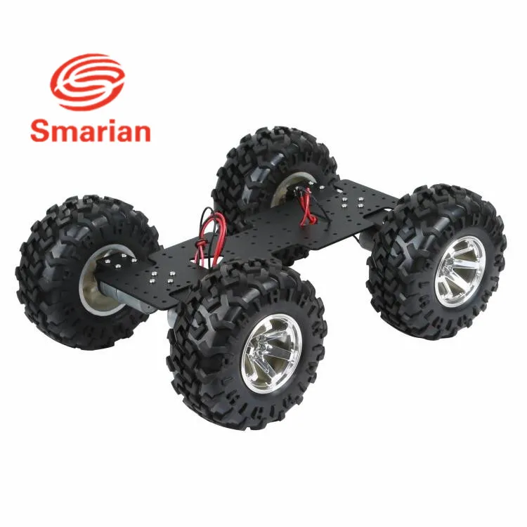 smarian 4WD Cross robot Smart metal car chassis with 25 high torque motor with Hall sensor and 130mm diameter wheel diy rc toy